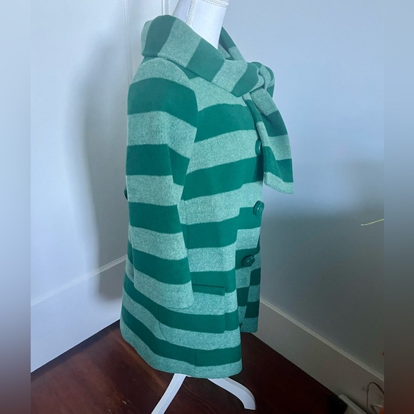 Kate Spade Green Striped Wool Coat - Picture 2 of 11